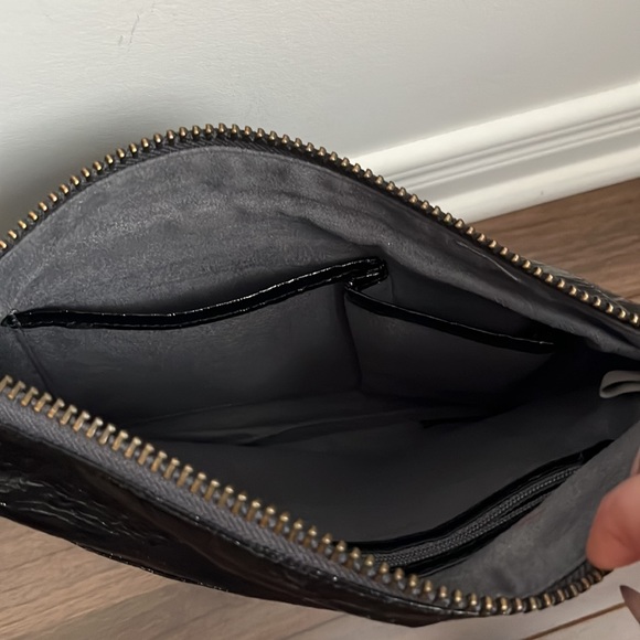 Faux patent black leather mid side clutch.  Matt & Nat - Picture 4 of 4